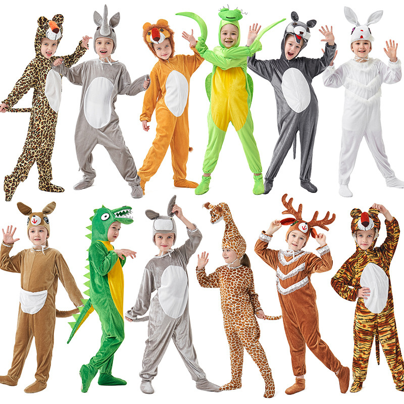 Party Games Animals - 子供用コスチュームアニマルワンピース 子供用フェスティバルステージパフォーマンス衣装 アニマルパーティー ライオン タイガー ウサギ