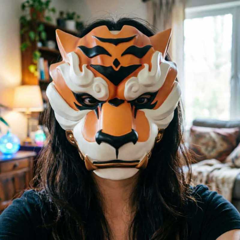 Party Games Animals - Le Coolマスク、ゴリラ、動物の獰猛な虎の面白い小道具、ハロウィン仮装パーティー用ヘッドギア、樹脂製装飾品