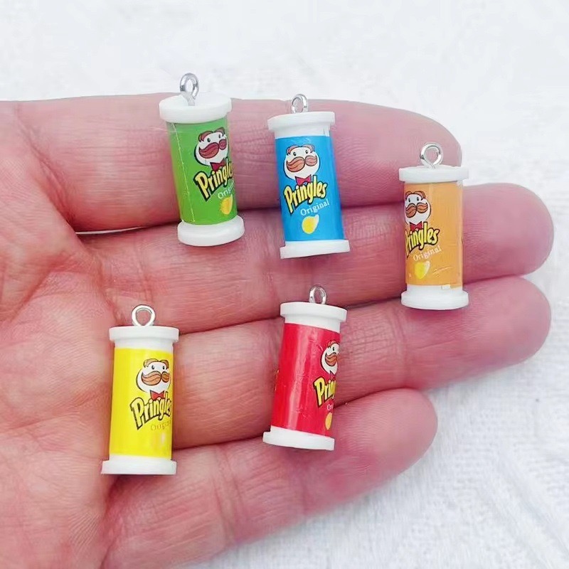 Party Games Spy - 10個入り シミュレーション3Dバケツ型ポテトチップススナック樹脂ペンダント DIYジュエリーアクセサリー イヤリング キーホルダー ヘアアクセサリー
