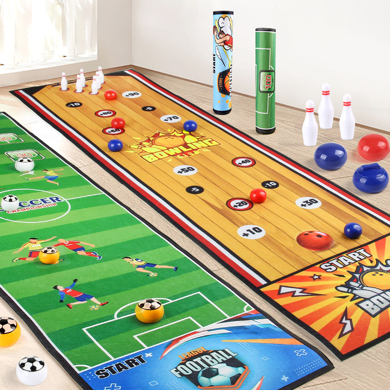 Party Games Kids Indoor - 子供向けインタラクティブ社交カーリングサッカーボードゲーム、ボーリングテーブルゲームマット、家族や友達とのパーティーで楽しめる室内ゲームおもちゃ