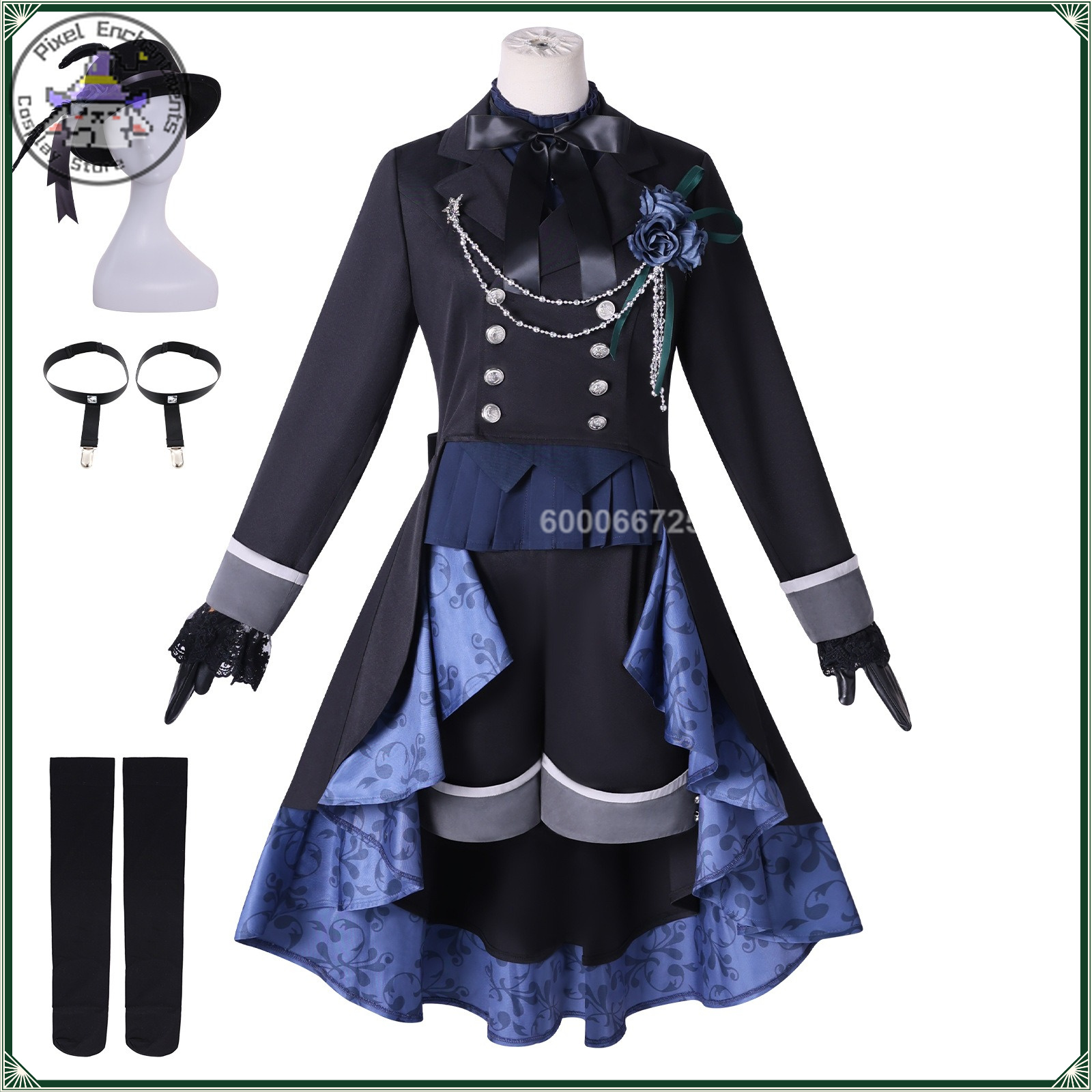 Party Games Classic - 高品質黒執事シエル黒ローズコスプレ衣装女性クラシックゴシックドレスアニメ衣装ロールプレイングコミコンパーティー
