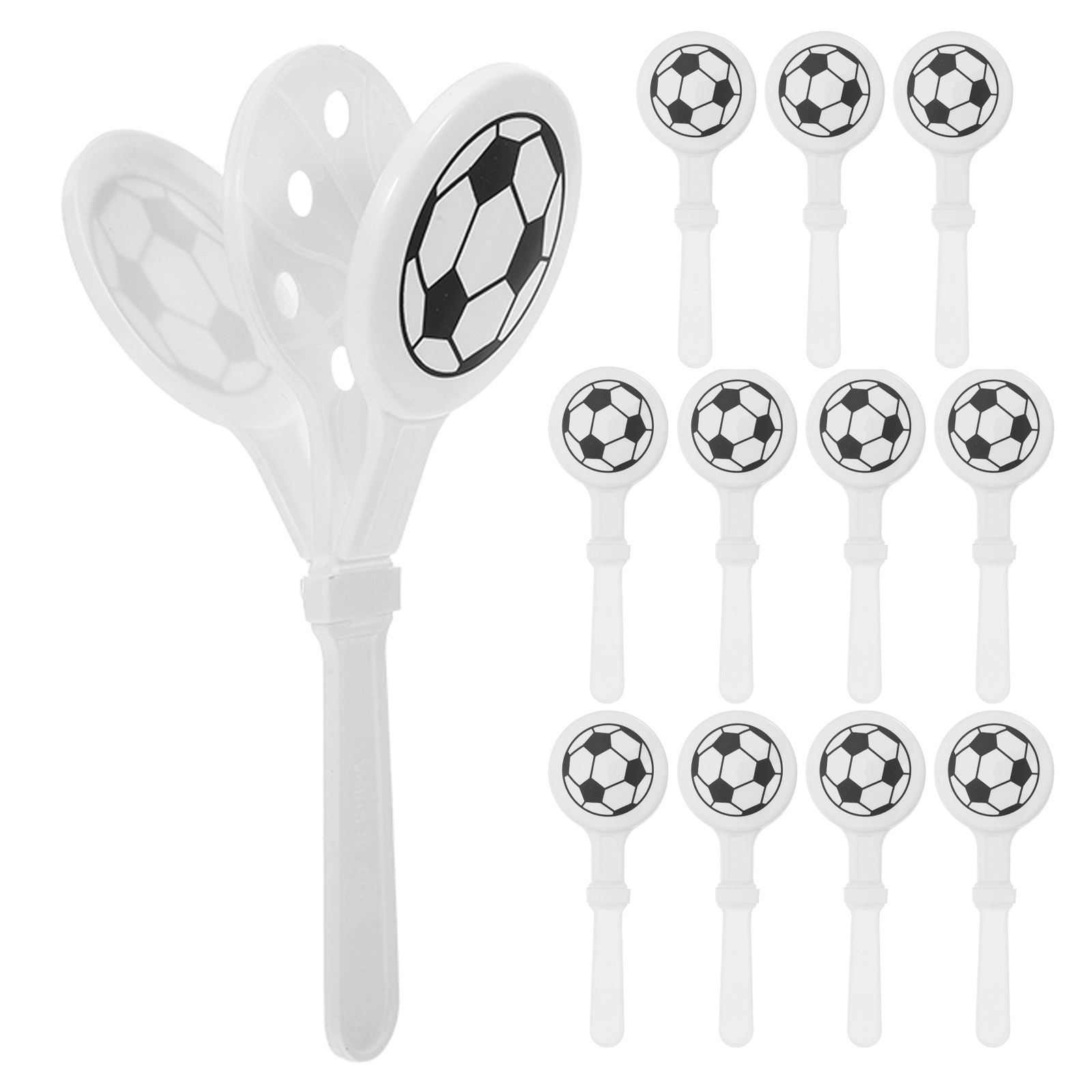 Party Games No Supplies - 12個入りサッカーハンドクラッパー、サッカー型パーティーノイズメーカー、スポーツ応援グッズ、試合日のお祝い、誕生日プレゼント
