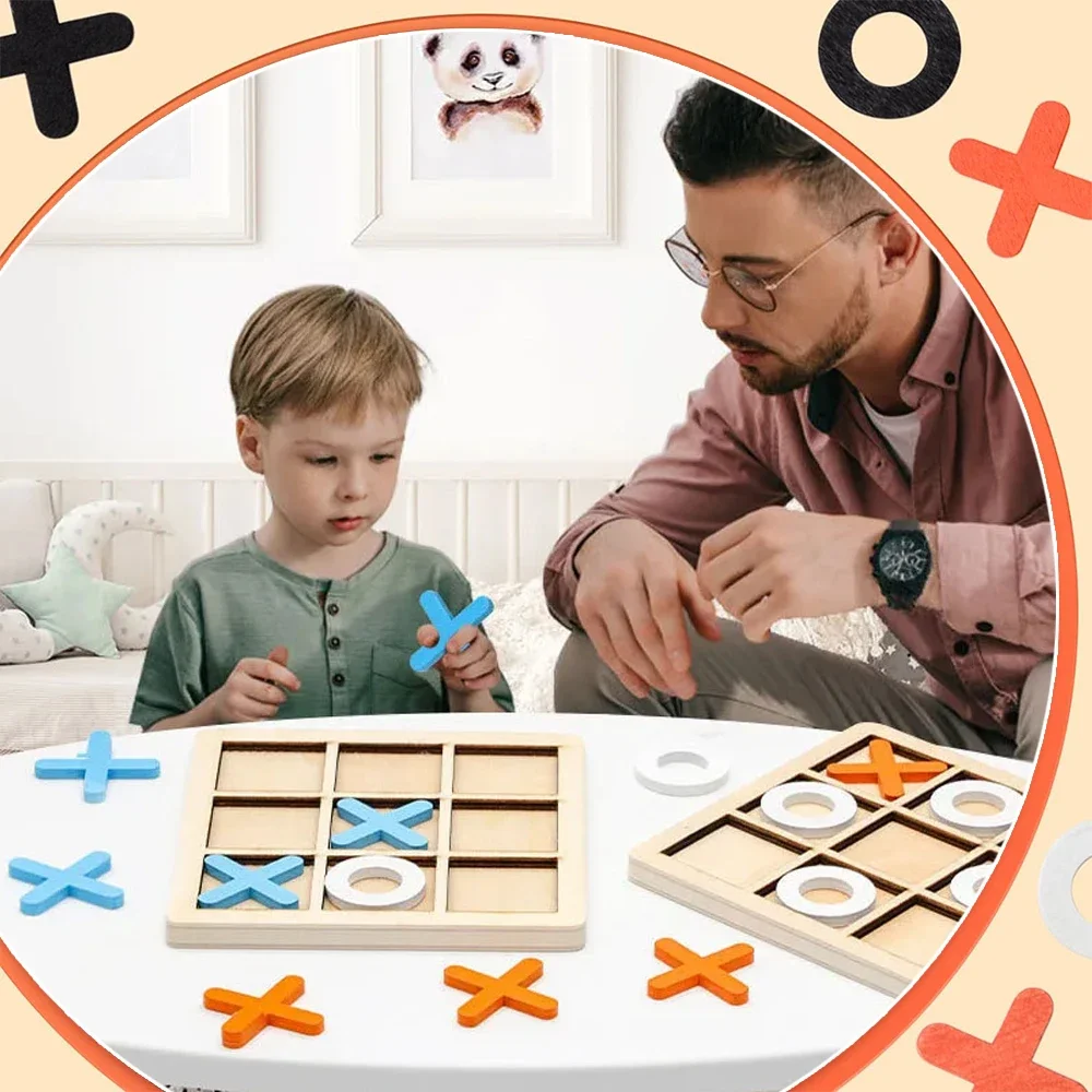 木製 XO 三目並べゲーム ミニチェスボード インタラクショ - Party Games Kids Indoor のレビューと価格