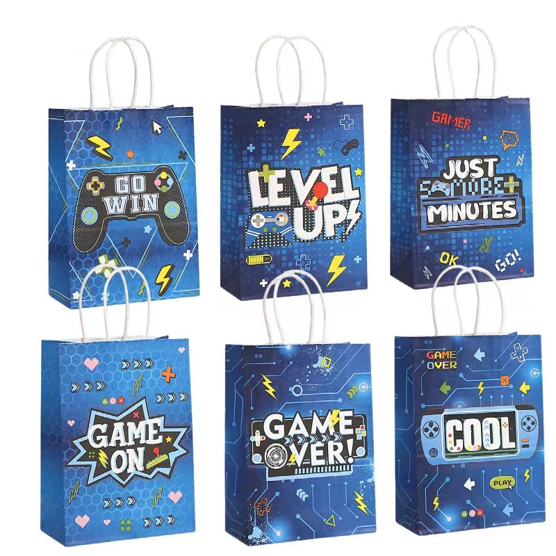 6/24 個ビデオゲームテーマ紙ギフト包装袋ゲームオーバーキ - Party Games Adult Birthday のレビューと価格