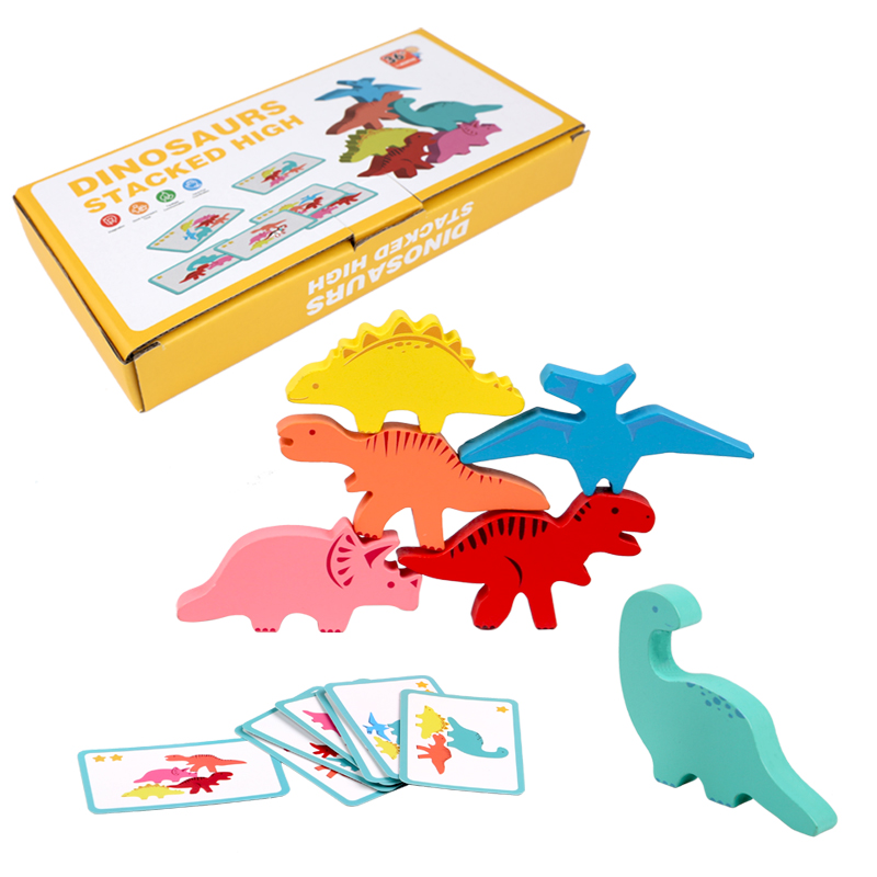 木製バランスブロックのおもちゃ子供のための動物恐竜ビルディン - Party Games Kids Indoor のレビューと価格