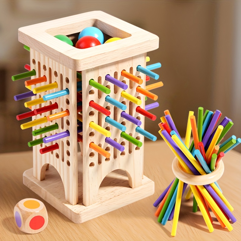 モンテッソーリ木製ボードゲーム カラフルなスティック サイコ - Party Games Kids Indoor のレビューと価格