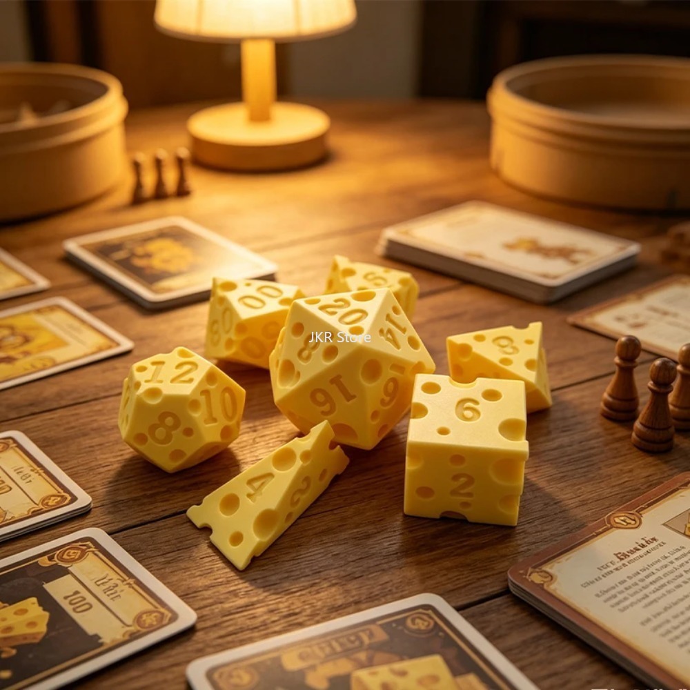 クリエイティブな不規則なチーズ型ダイスセット D4 D20  - Party Games Classic のレビューと価格