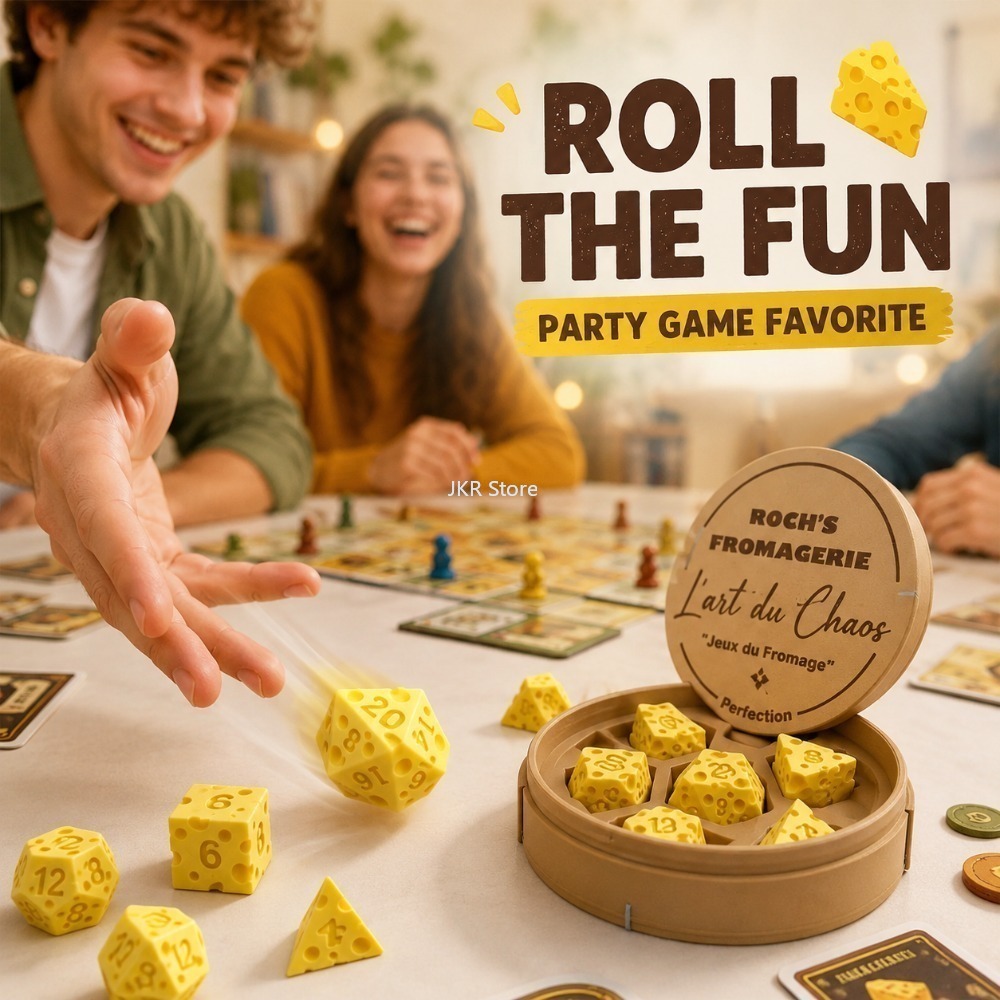 クリエイティブな不規則なチーズ型ダイスセット D4 D20  - Party Games Classic のレビューと価格