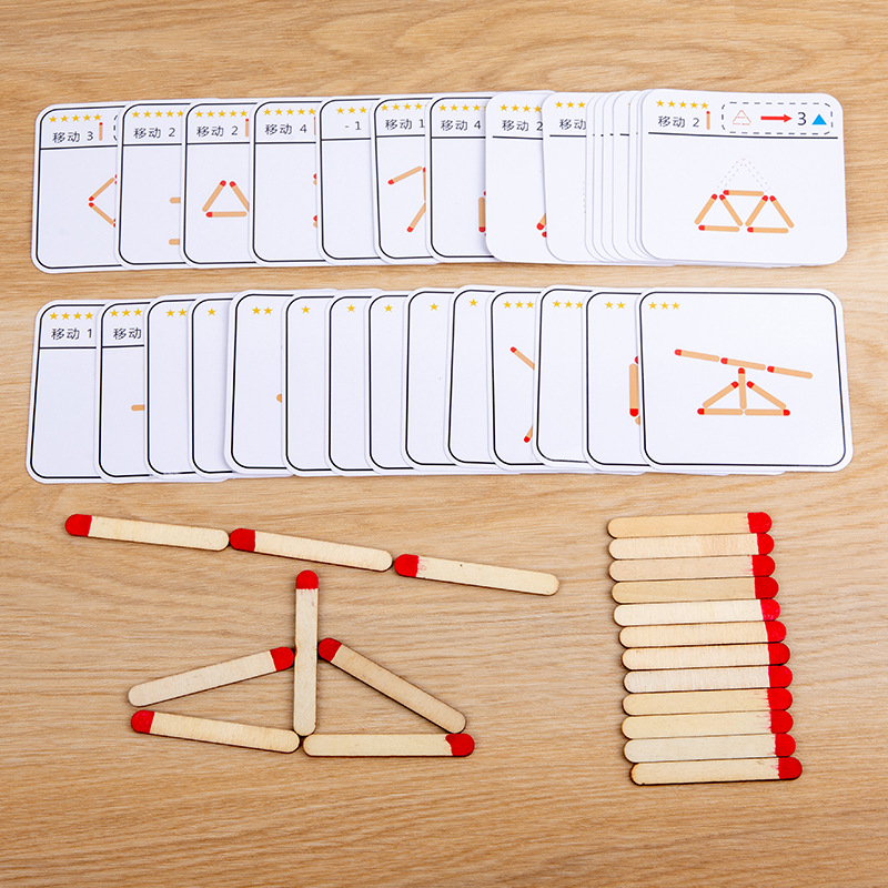 モンテッソーリマッチパズルゲーム木のおもちゃ DIY 数学幾 - Party Games Kids Indoor のレビューと価格