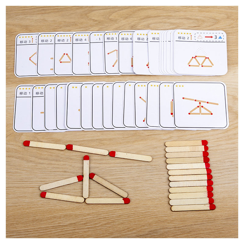 モンテッソーリマッチパズルゲーム木のおもちゃ DIY 数学幾 - Party Games Kids Indoor のレビューと価格