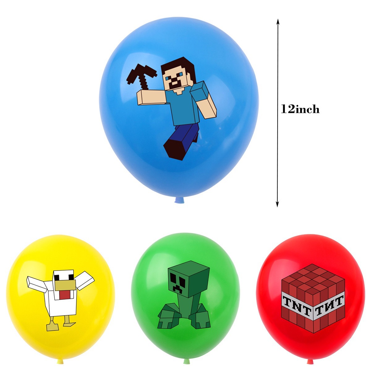 50/100個入り マインクラフト ピクセルバルーン アニメ - Party Games Adult Birthday のレビューと価格